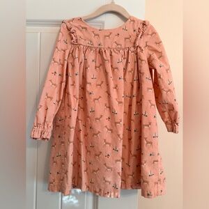 Baby Boden Coral Dress with Deer Pattern
